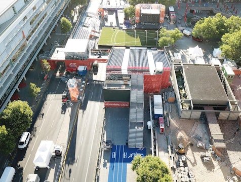 NUSSLI built the grandstands, stage, multiple staircases, platforms, entrance portals, and bridges. NUSSLI built the grandstands, stage, multiple staircases, platforms, entrance portals, and bridges.