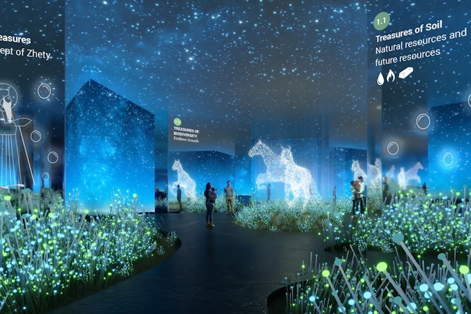 La exposición del pabellón de Kazajstán, Expo 2020