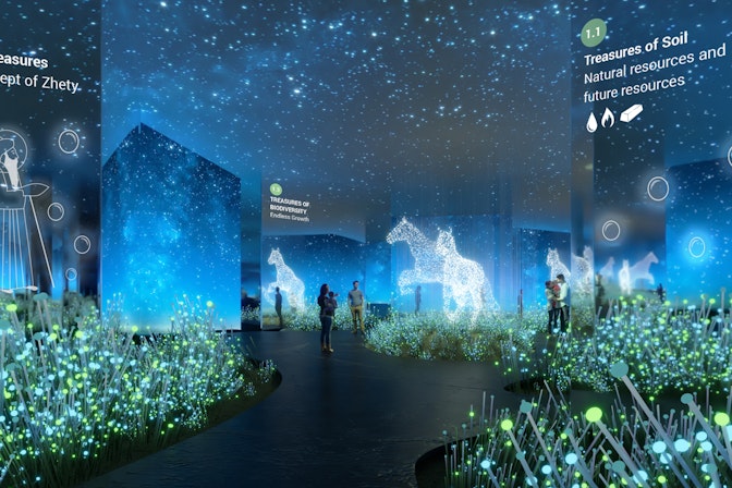 La exposición del pabellón de Kazajstán, Expo 2020