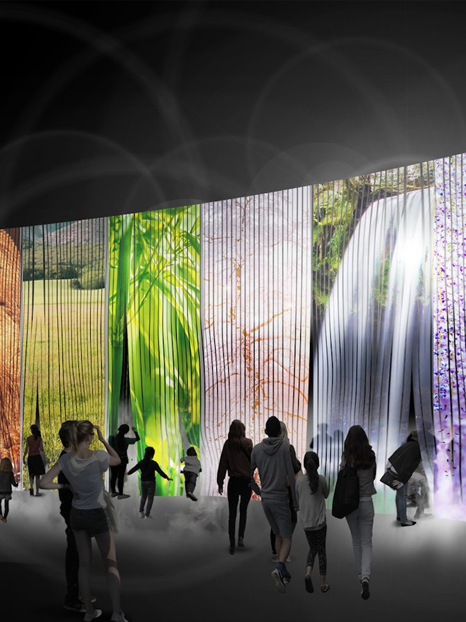 The concept and design of the exhibit were developed by DENTSU LIVE INC. The contractors were selected by a consortium conformed by two Japanese companies: Tanseisha Co Ltd. and Murayama Inc.. Under the Consortium leading and supervision, NUSSLI will be executing the main exhibit works. Under the Consortium leading and supervision, NUSSLI will be executing the main exhibit works