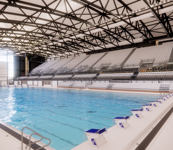 Design and build of temporary facilities (overlay) for the new Sandwell Aquatics Centre in Smethwick near Birmingham, United Kingdom. Design and build of temporary facilities (overlay) for the new Sandwell Aquatics Centre near Birmingham, UK