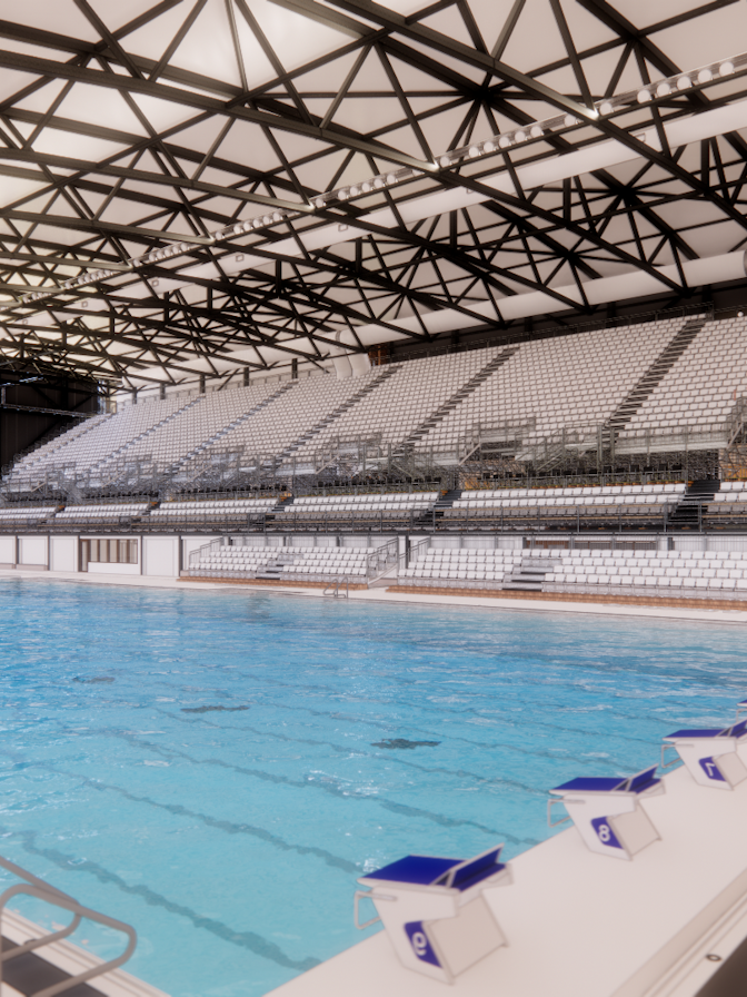 Design and build of temporary facilities (overlay) for the new Sandwell Aquatics Centre in Smethwick near Birmingham, United Kingdom. Design and build of temporary facilities (overlay) for the new Sandwell Aquatics Centre near Birmingham, UK