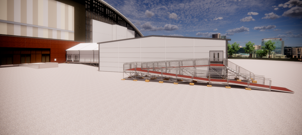 Design and build of temporary facilities (overlay) for the new Sandwell Aquatics Centre in Smethwick near Birmingham, United Kingdom. Design and build of temporary facilities (overlay) for the new Sandwell Aquatics Centre near Birmingham, UK