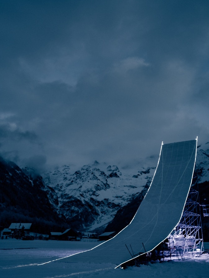 Die Bodenstation „The Ramp“ in Engelberg Die Bodenstation „The Ramp“ in Engelberg