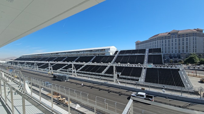 Event structures and grandstand construction for motorsports events