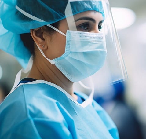 female doctor in surgical gear