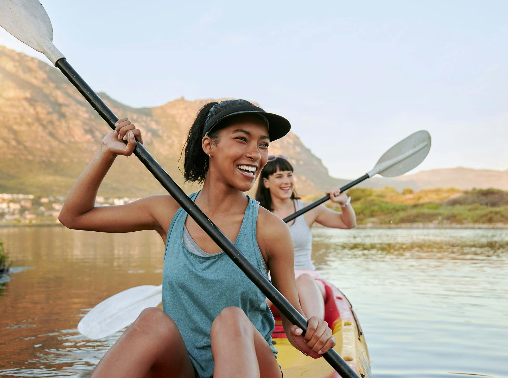 two women on a kayak