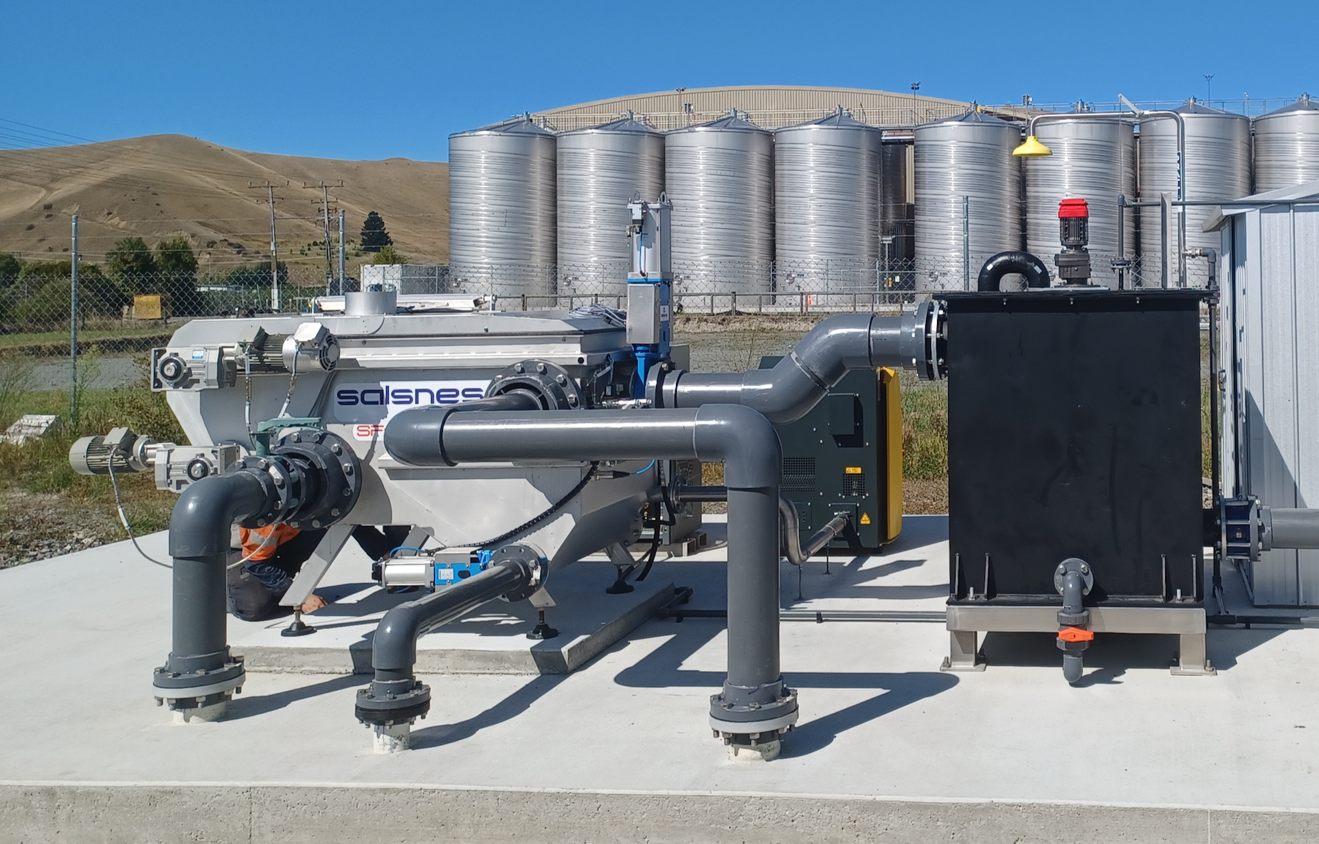 Salsnes filter used for primary wastewater screening and solids removal