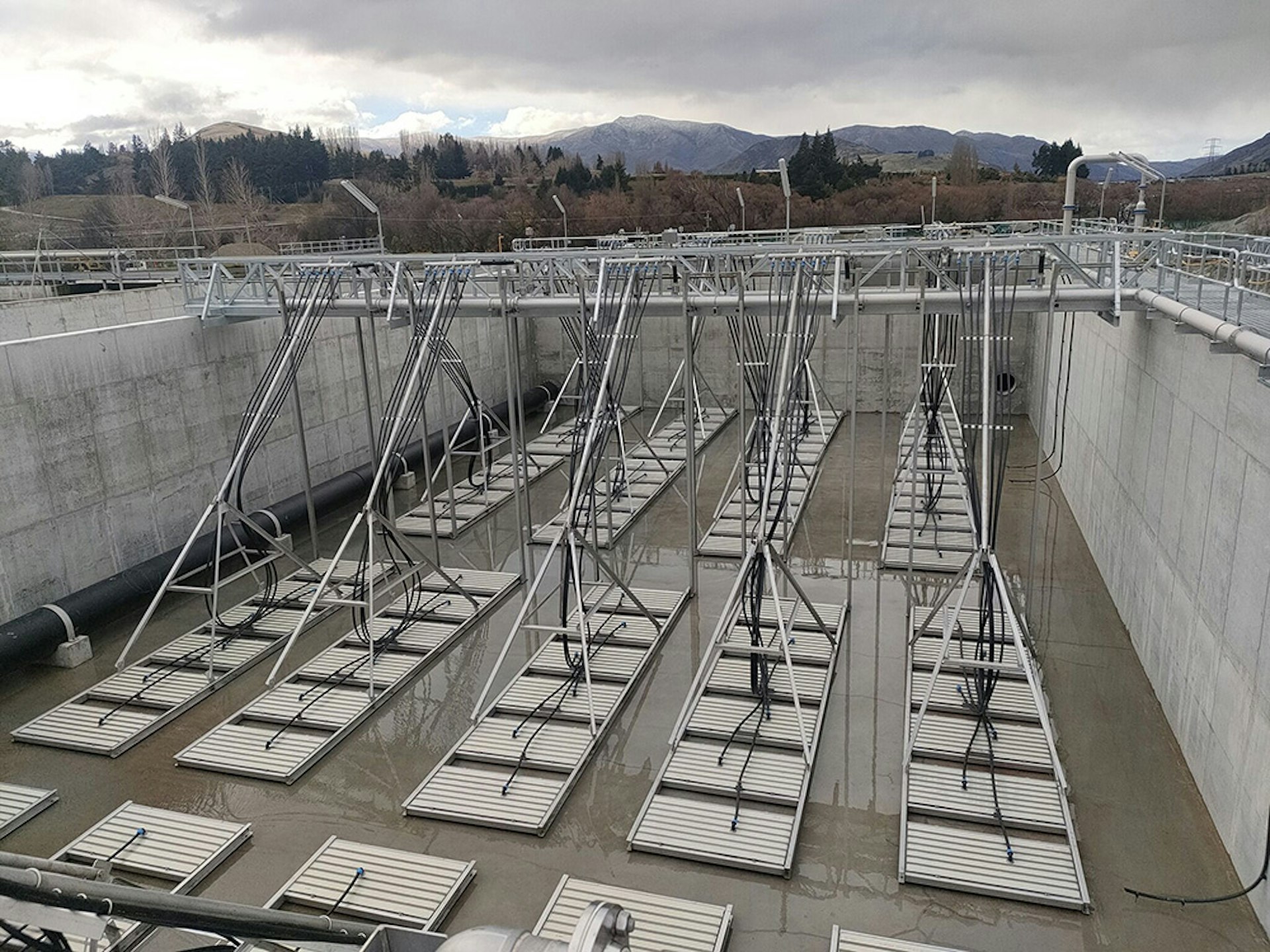 Integrated wastewater treatment plant showing aeration panels Integrated wastewater treatment plant showing aeration panels