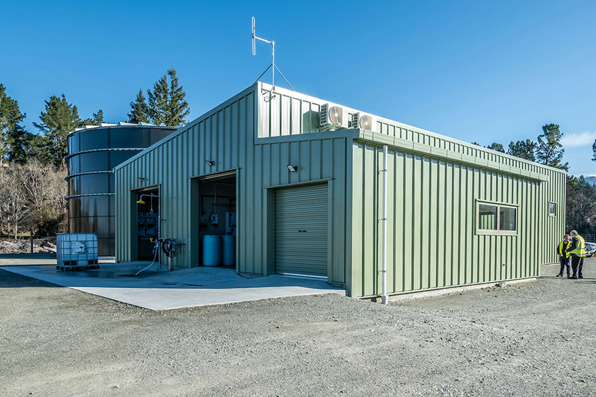 Chlorination drinking water treatment building and IL4-rated reservoir in Canterbury.