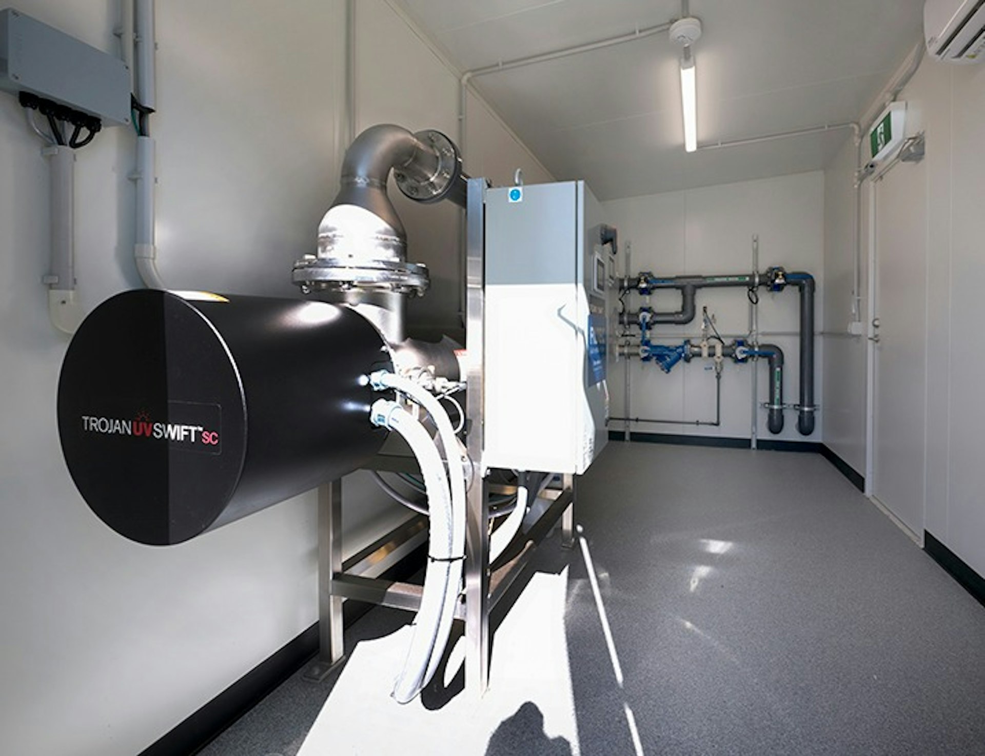 Validated UV treatment barrier featuring Trojan UV Swift D06 reactor at Learmonth Water Treatment in Victoria. Validated UV treatment barrier featuring Trojan UV Swift D06 reactor at Learmonth Water Treatment in Victoria.