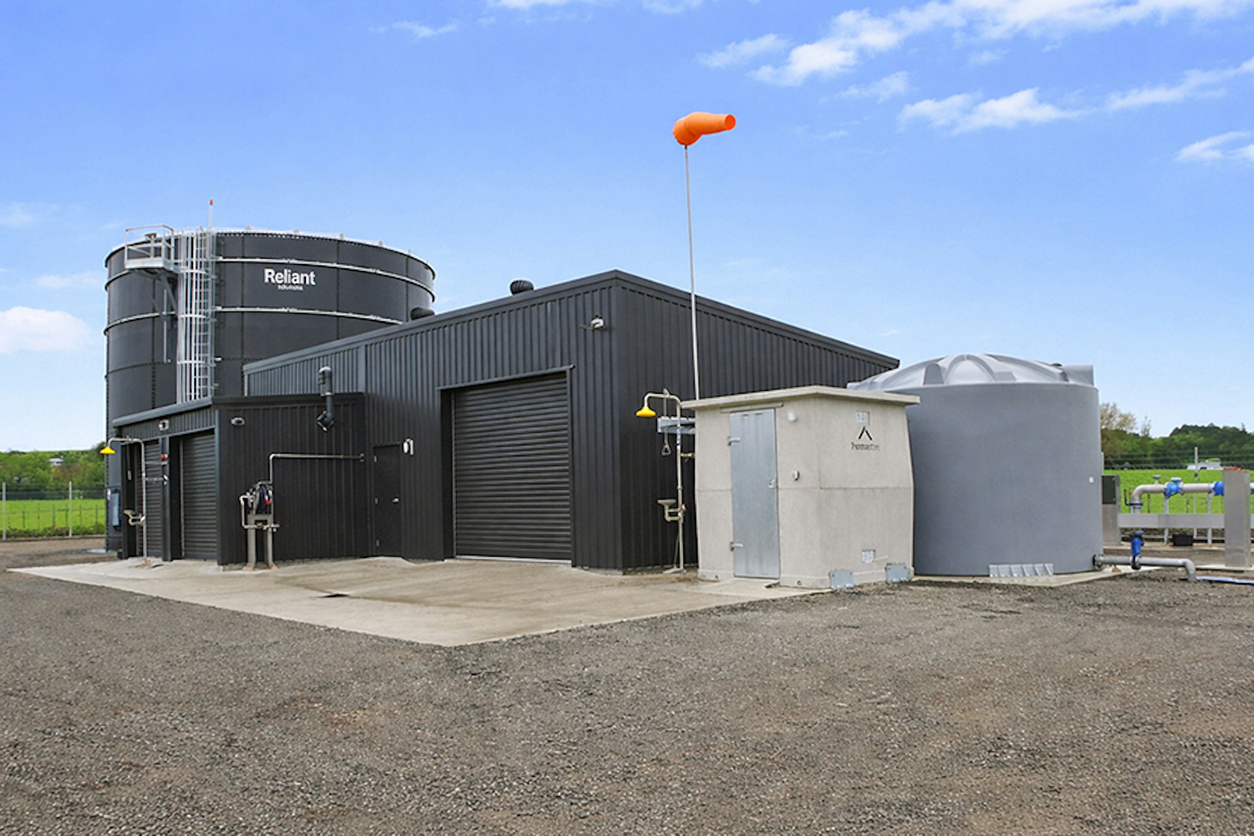 Exterior view of Roots Street Water Treatment Plant and treated water reservoir.