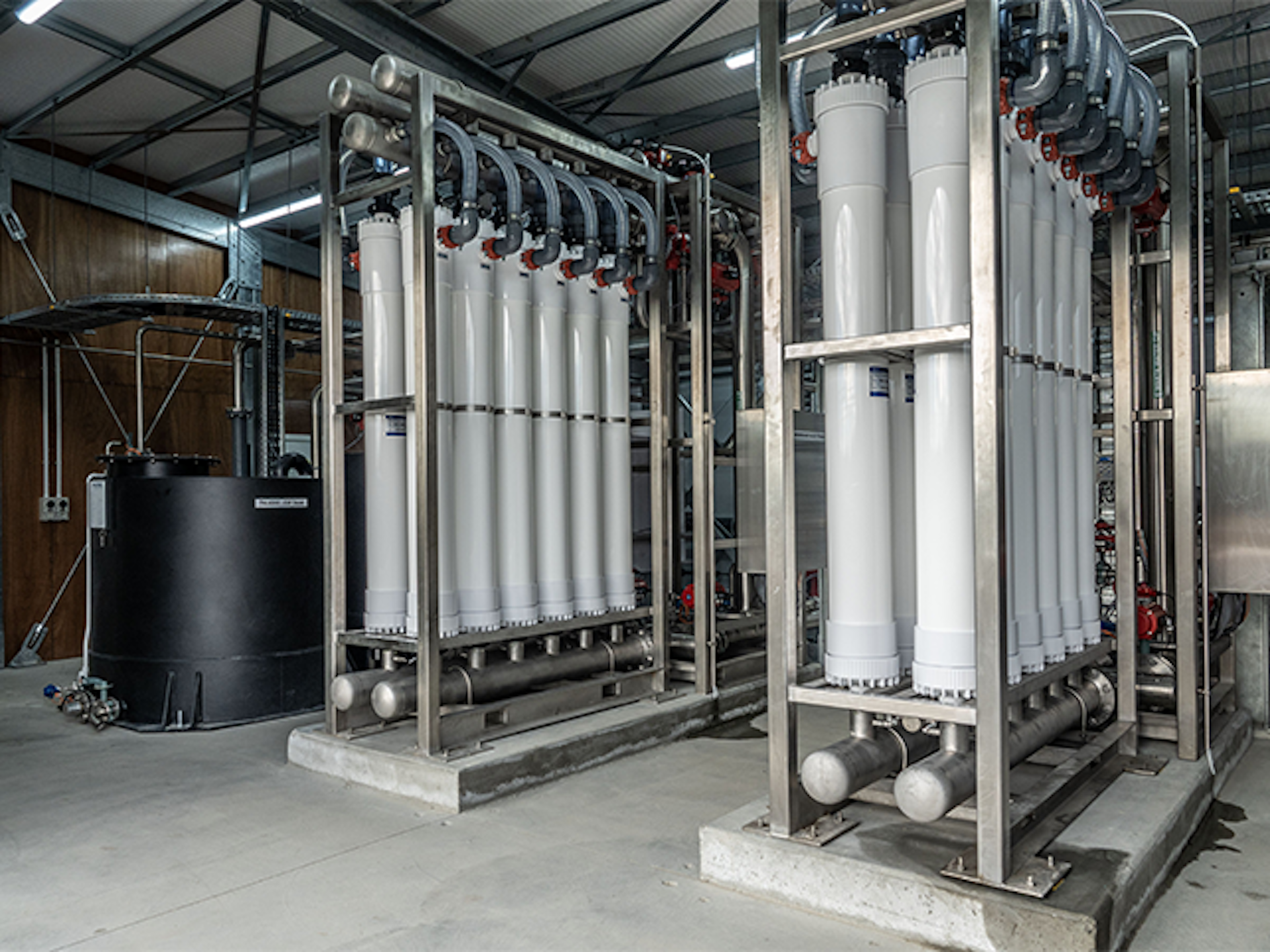 Ultrafiltration membrane filtration system installed in a municipal drinking water treatment plant