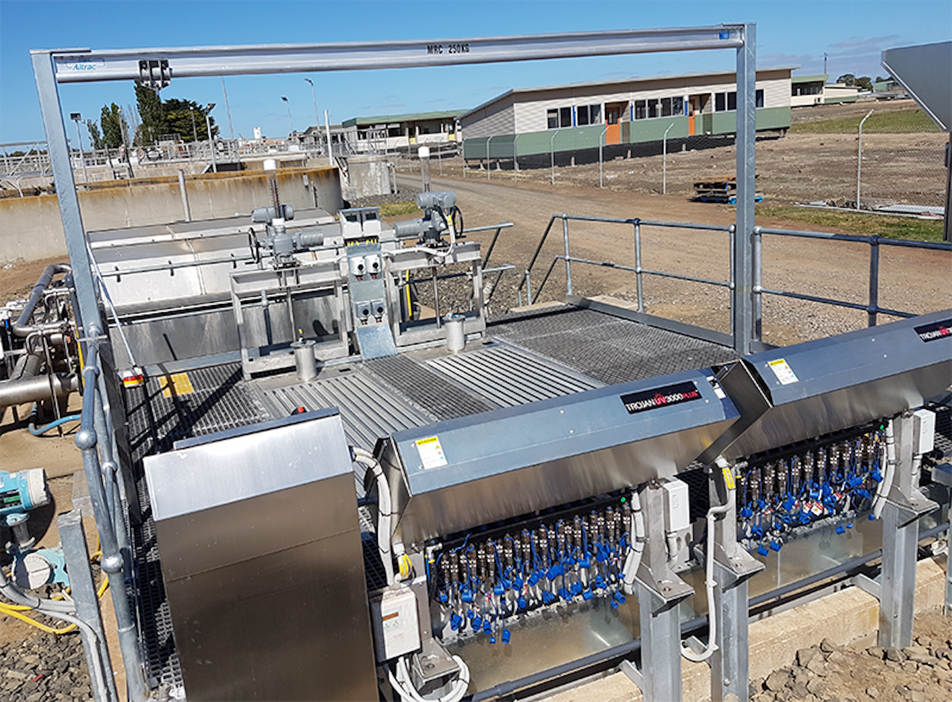 UV disinfection system with maintenance gantry at Kyneton wastewater treatment plant