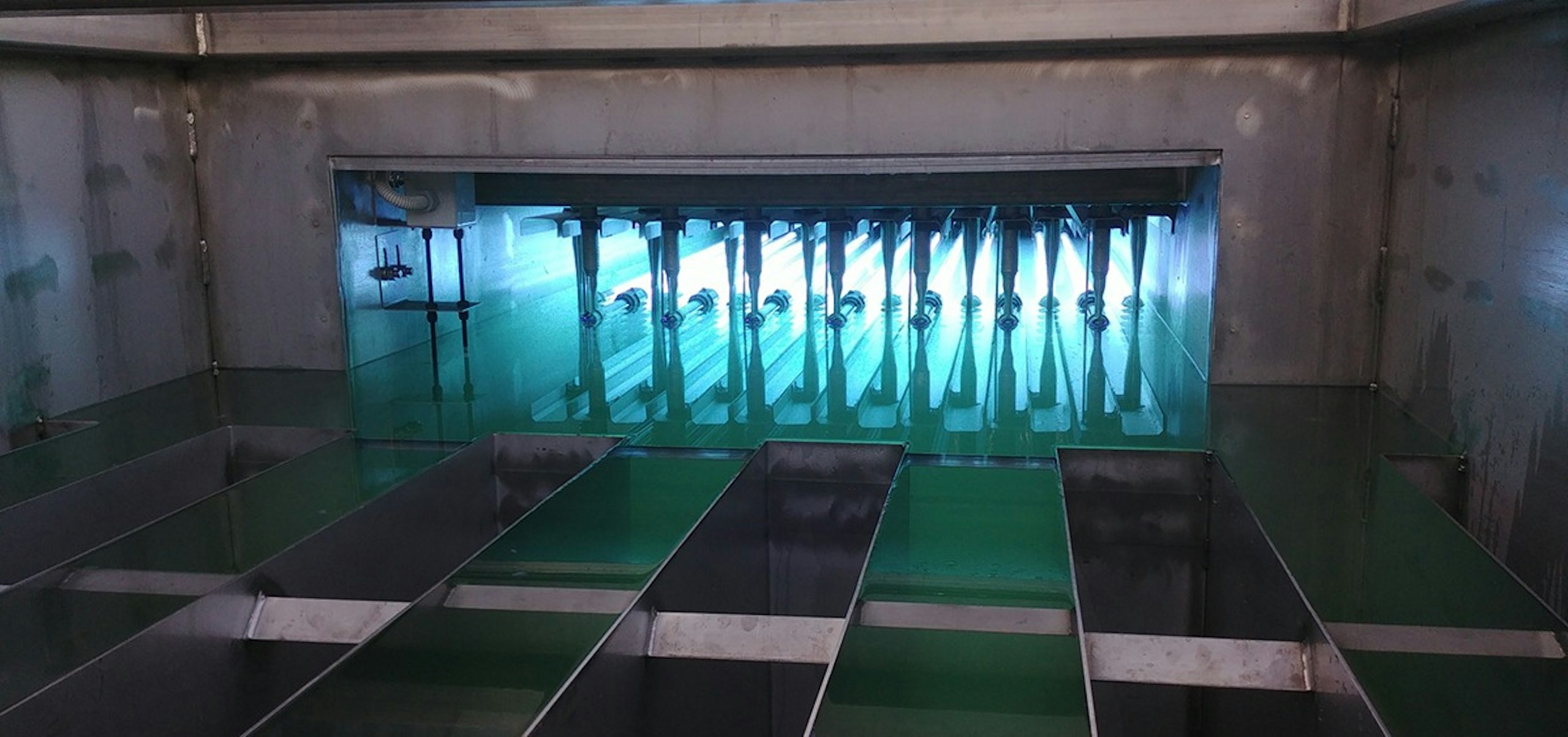 UV disinfection channel operating at Castlemaine Water Reclamation Plant for non-potable reuse treatment