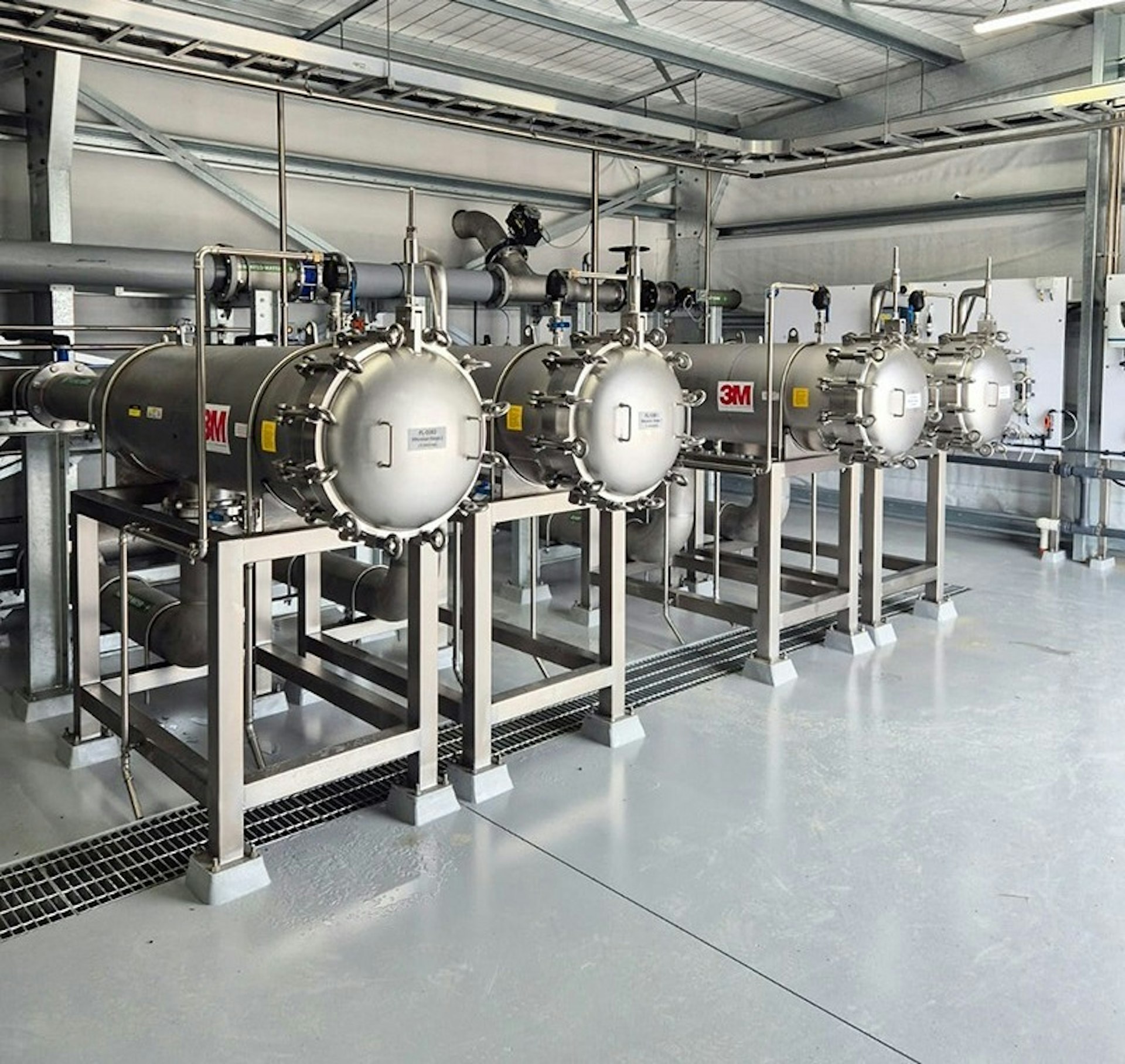 Multi-barrier cartridge filtration system at Roots Street bore-fed treatment plant.