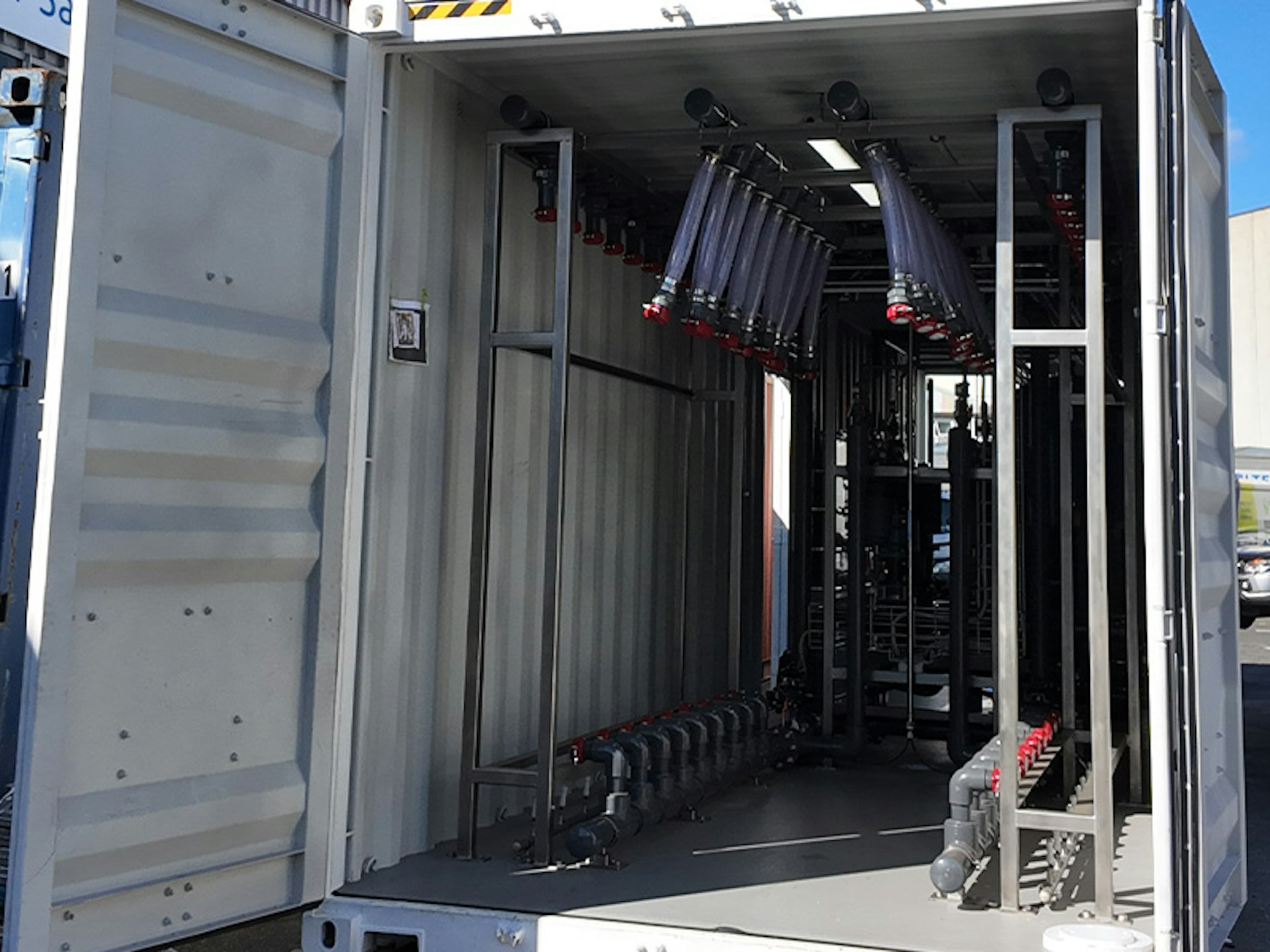 Containerised ultrafiltration system during workshop fabrication incorporating DuPont LN40 ultrafiltration modules