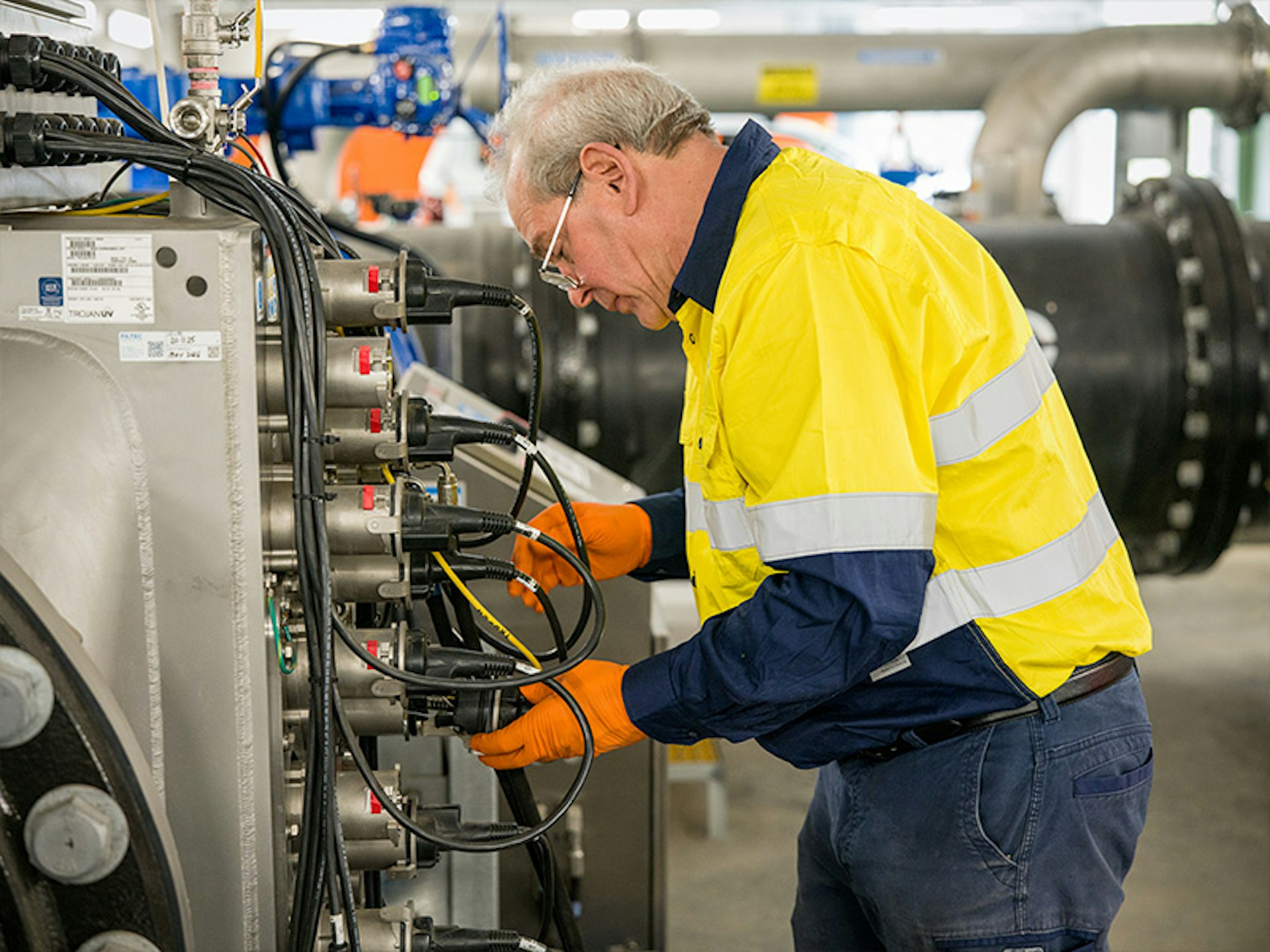FILTEC technician servicing UV disinfection equipment at Warrnambool Water Treatment Plant