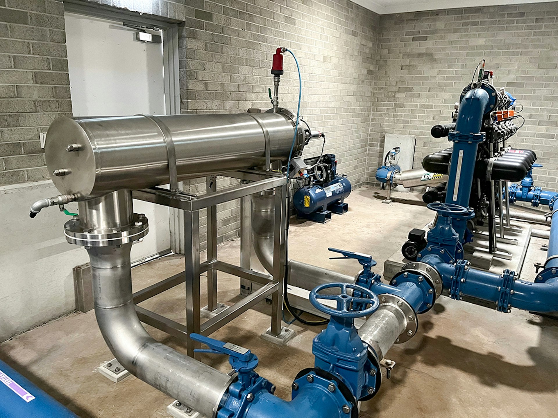 UV disinfection reactor and associated pipework installed as part of a wastewater treatment upgrade project