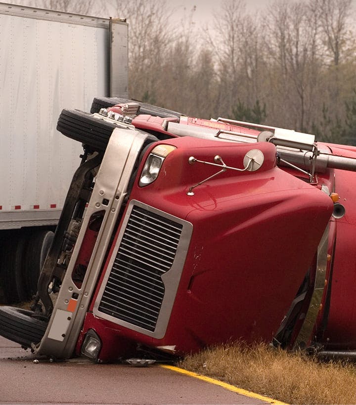 semi truck tipped over