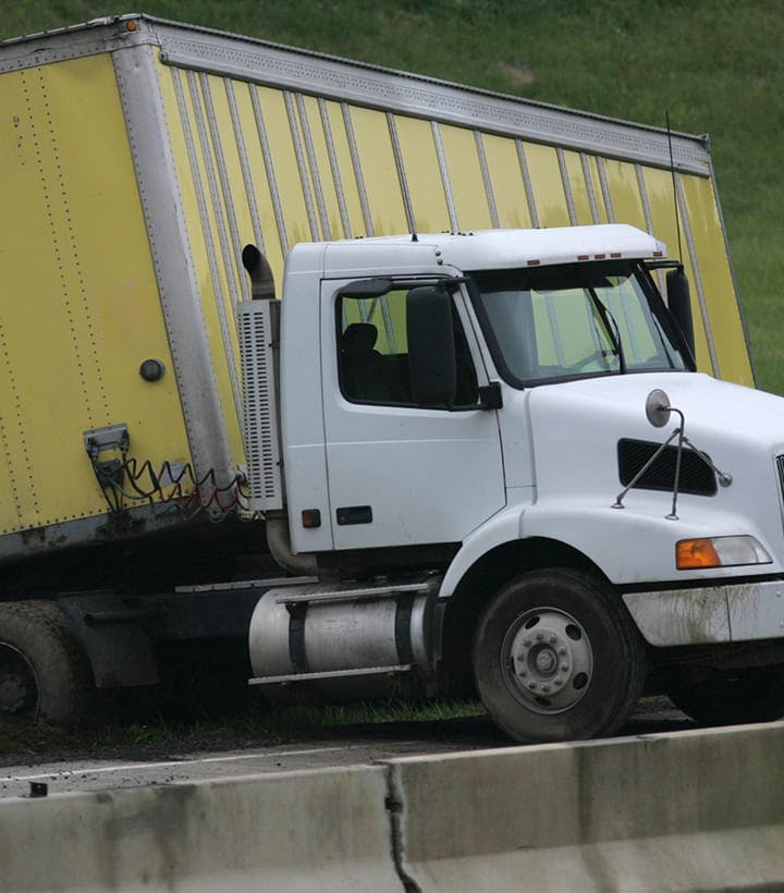 truck jackknifed