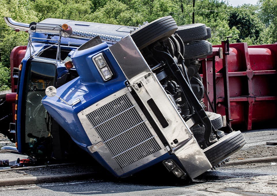 semi truck tipped over