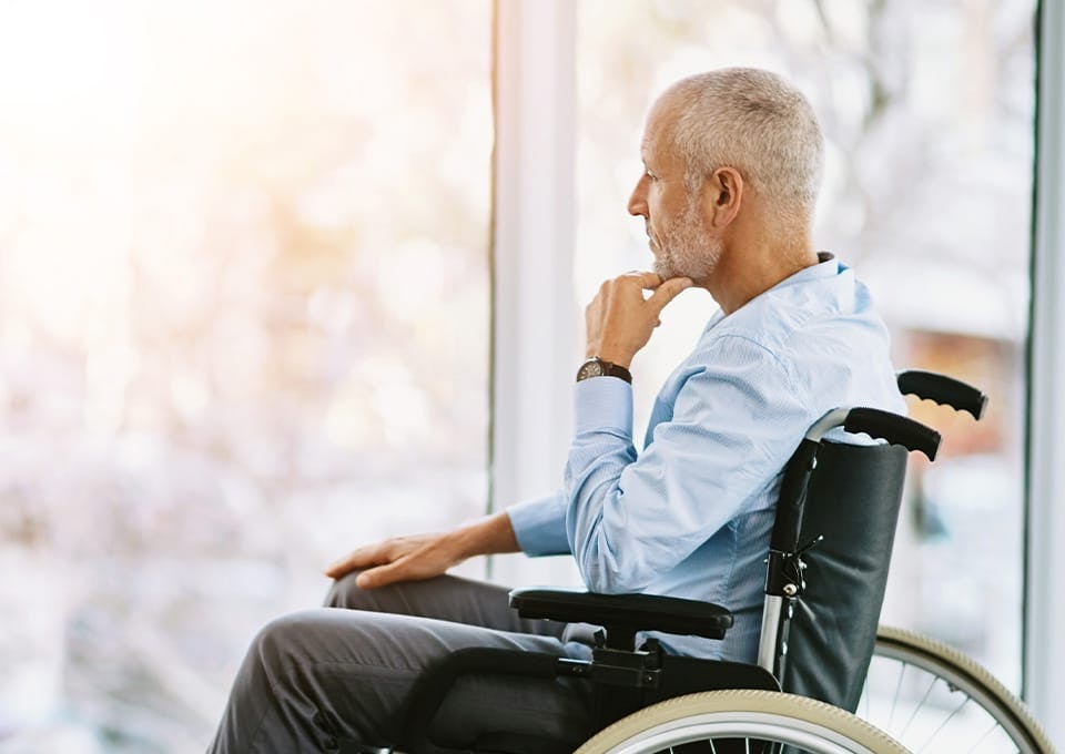 man sitting in a wheelchair