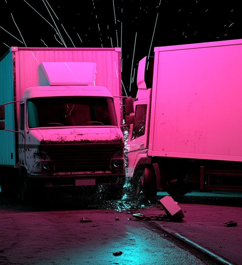 2 semi trucks in an accident