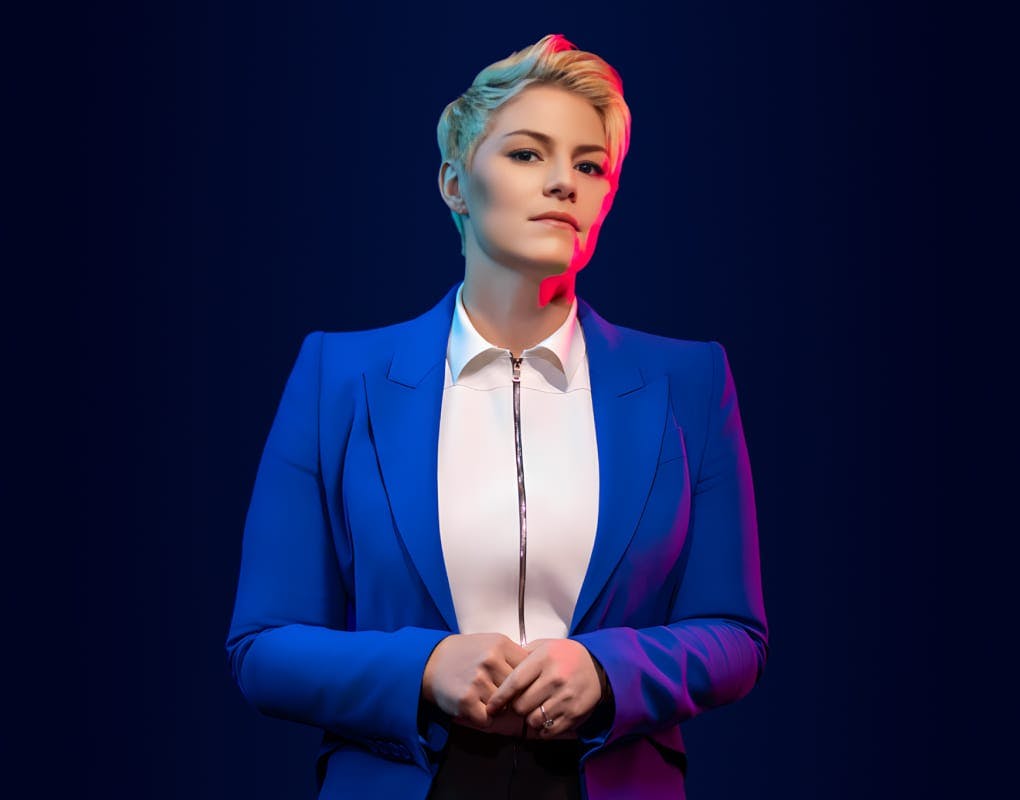 Brooke Goff in blue suit