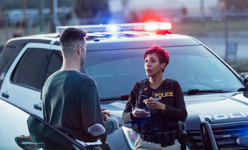 police officer getting a report