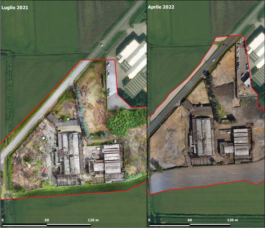 Rilievi fotogrammetrici realizzati prima e dopo la rimozione di rifiuti