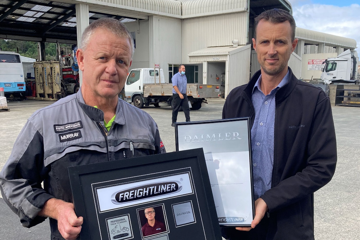 Murray McAulay of Keith Andrews with Freightliner Professional Qualification.
