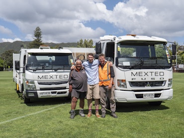 Mexted's FUSO Canter and Fighter flat deck trucks from Keith Andrews.