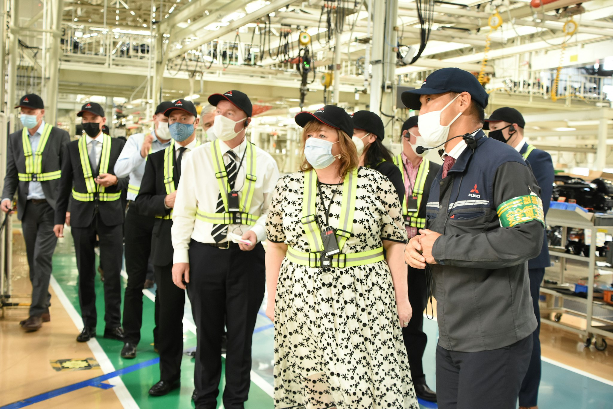 NZ Government delegates visiting FUSO eCanter production line in Japan.