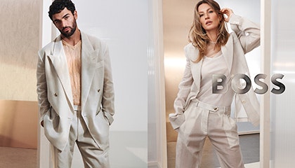 Man and women posing in light colour clothes