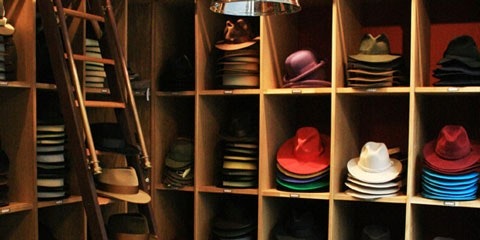 Shelfs of hats