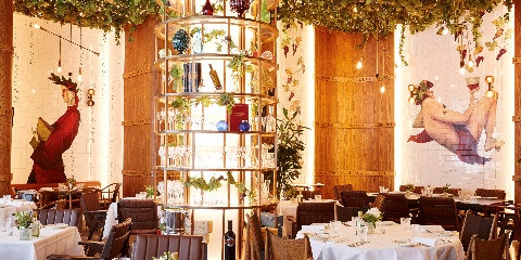 Inside a restaurant