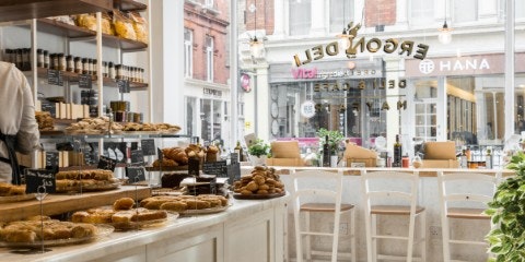 Inside a bakery