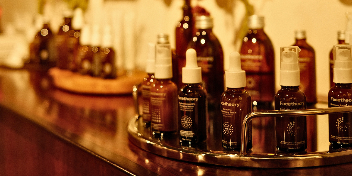 Bottles of ointments on a shelf
