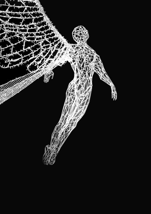 Angel wire model covered in lights