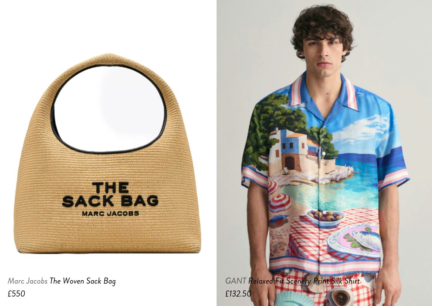 Brown hand bag and man in shirt