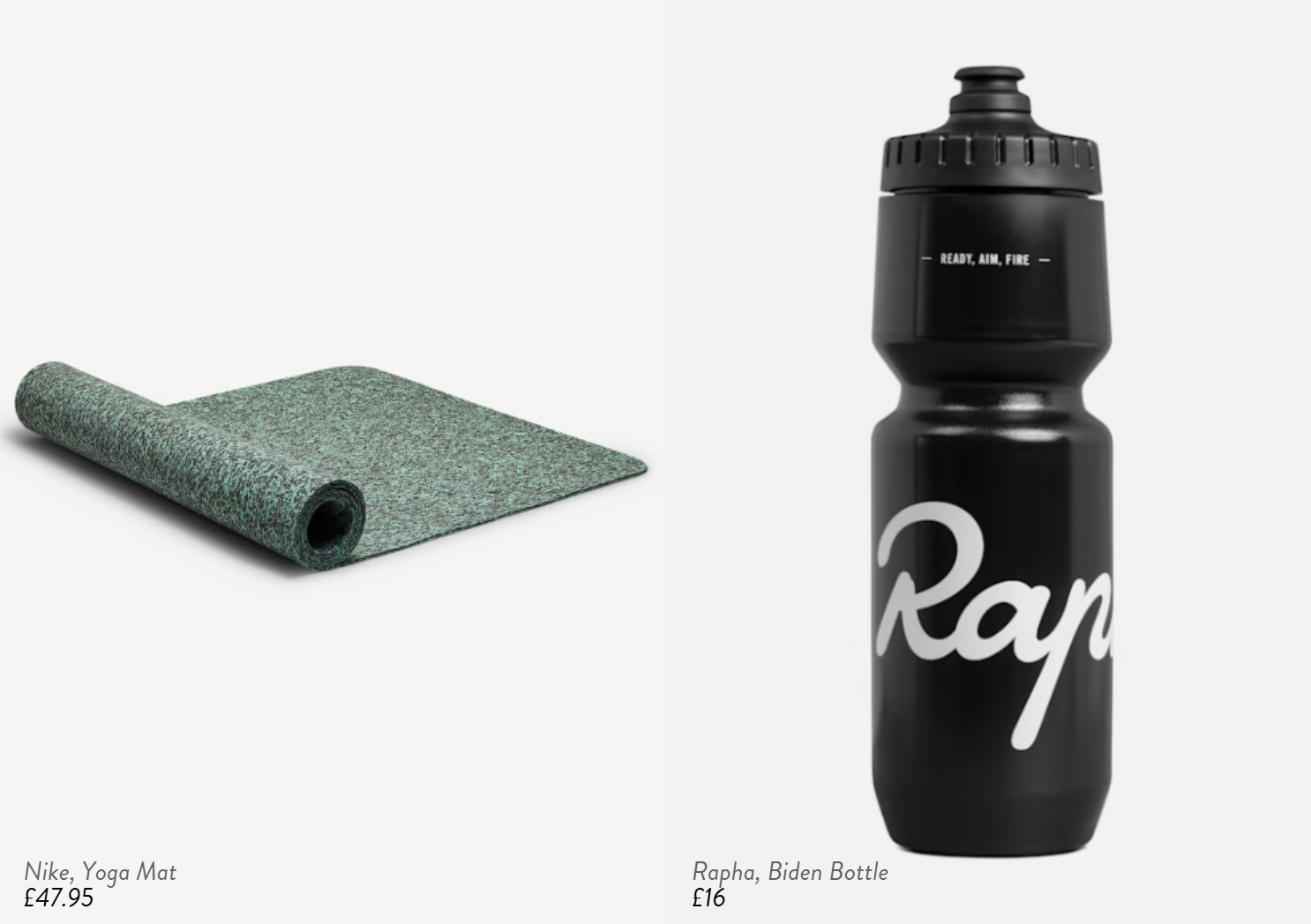 Yoga mat and black sports bottle