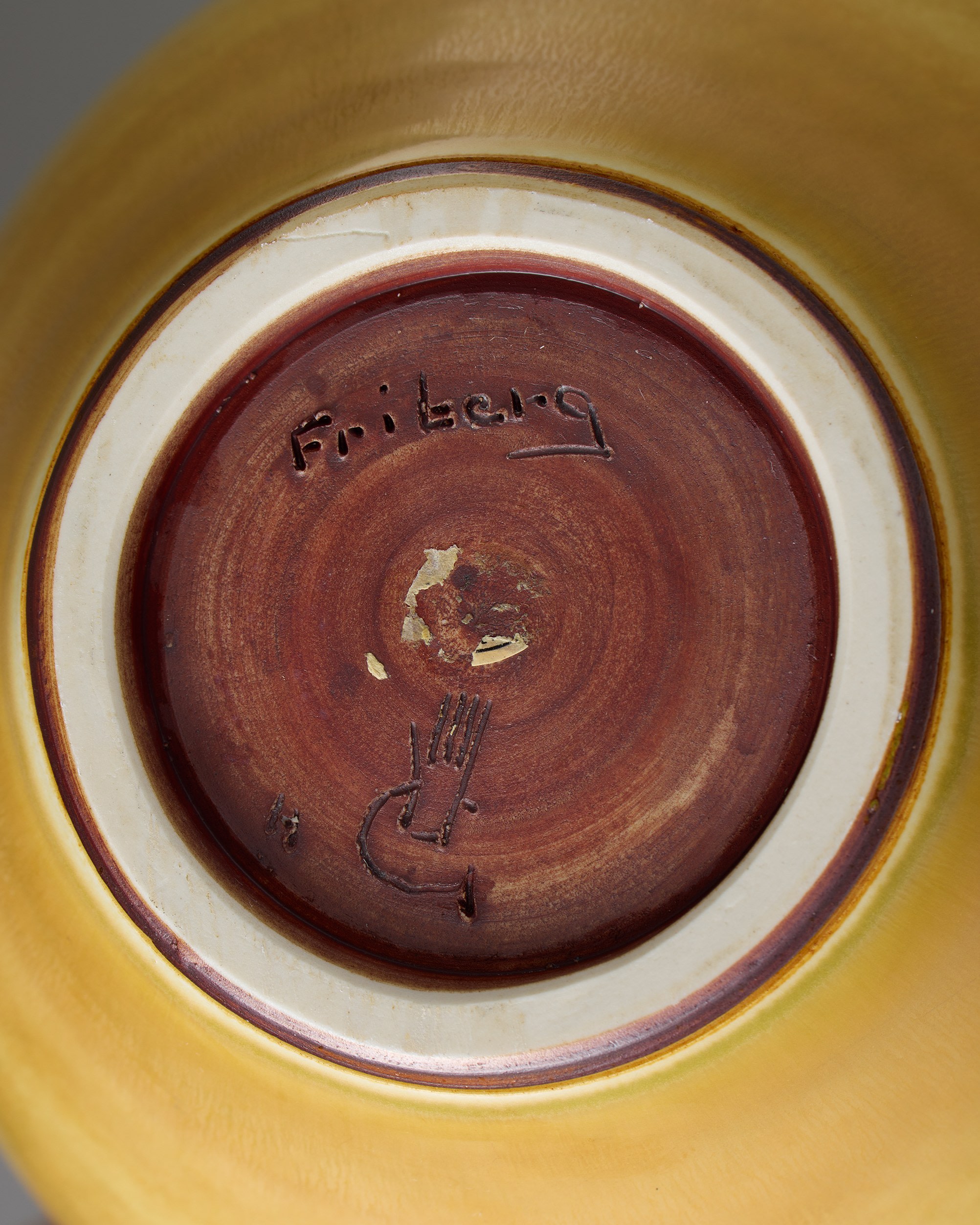 Berndt Friberg for Gustavsberg, egg-shaped vase with brown