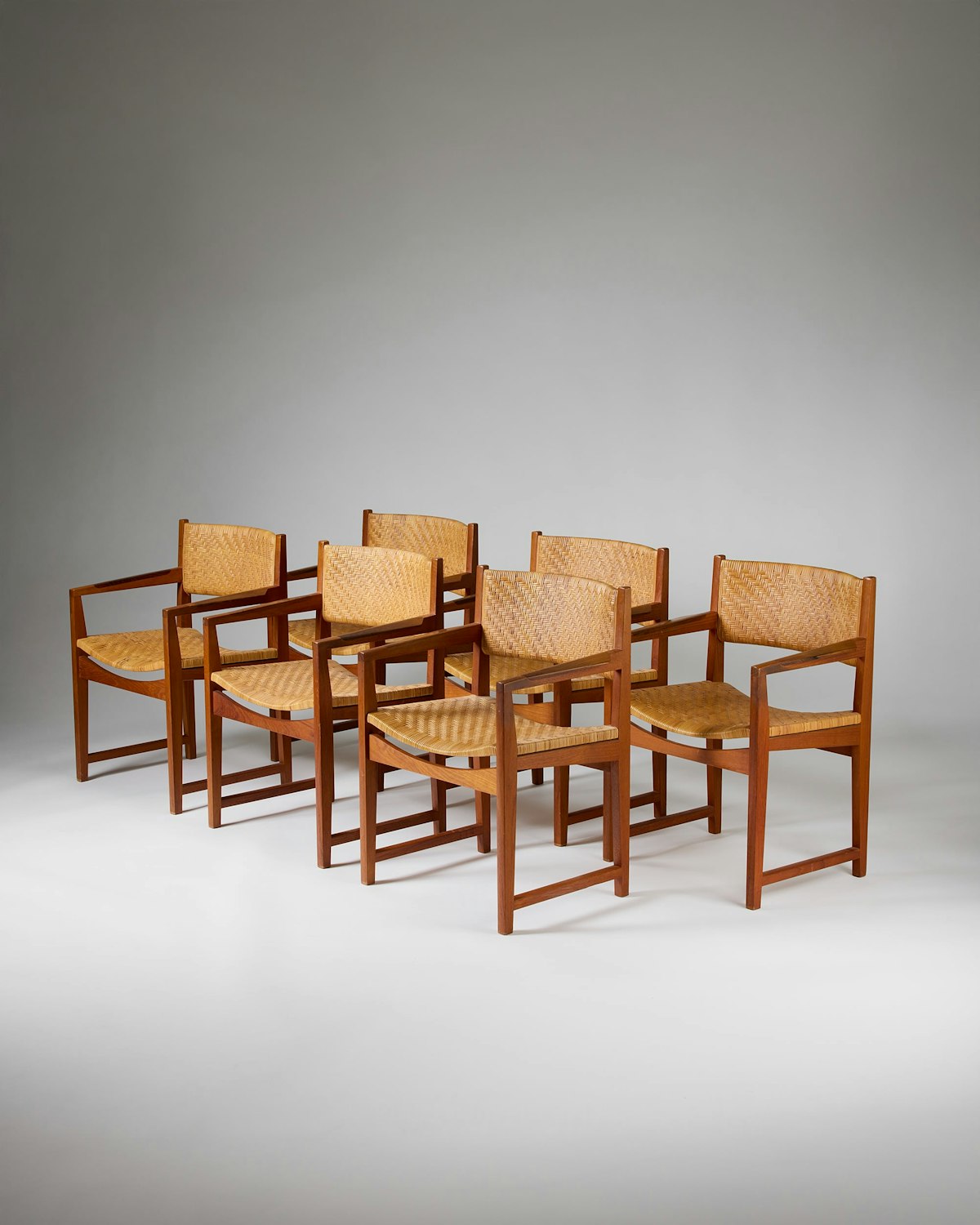 A set of six armchairs 'Model 350' designed by Peter Hvidt and Orla Mø