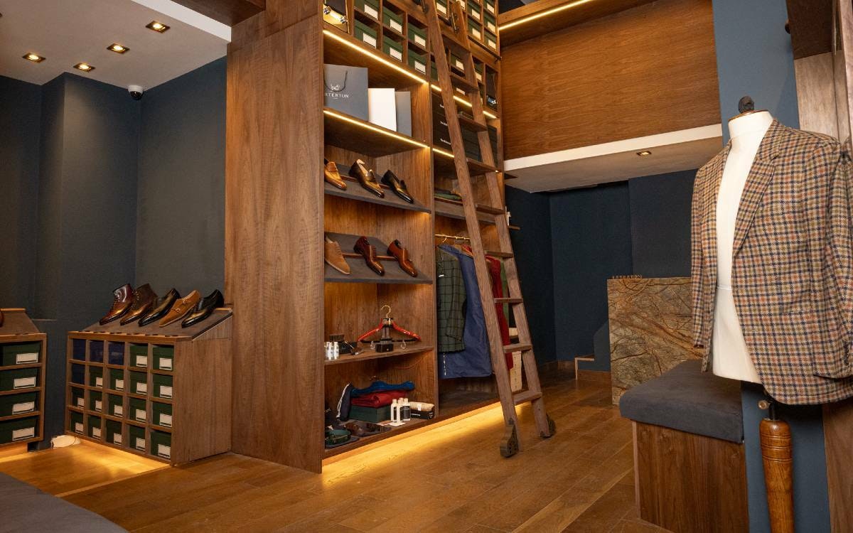 Wooden ladder and shelfs