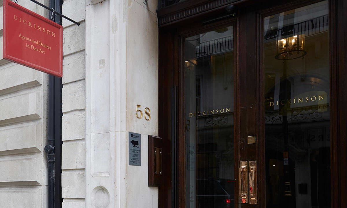 Black doors with red sign
