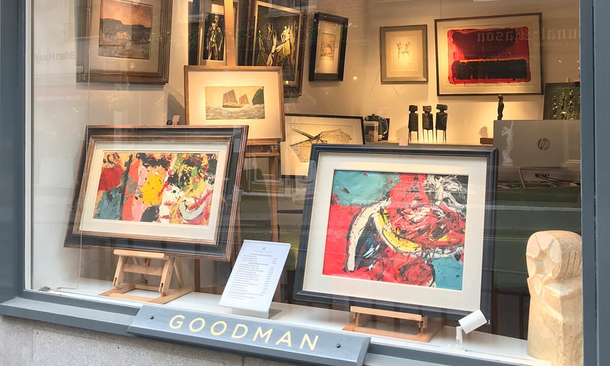 Pictures in window of gallery