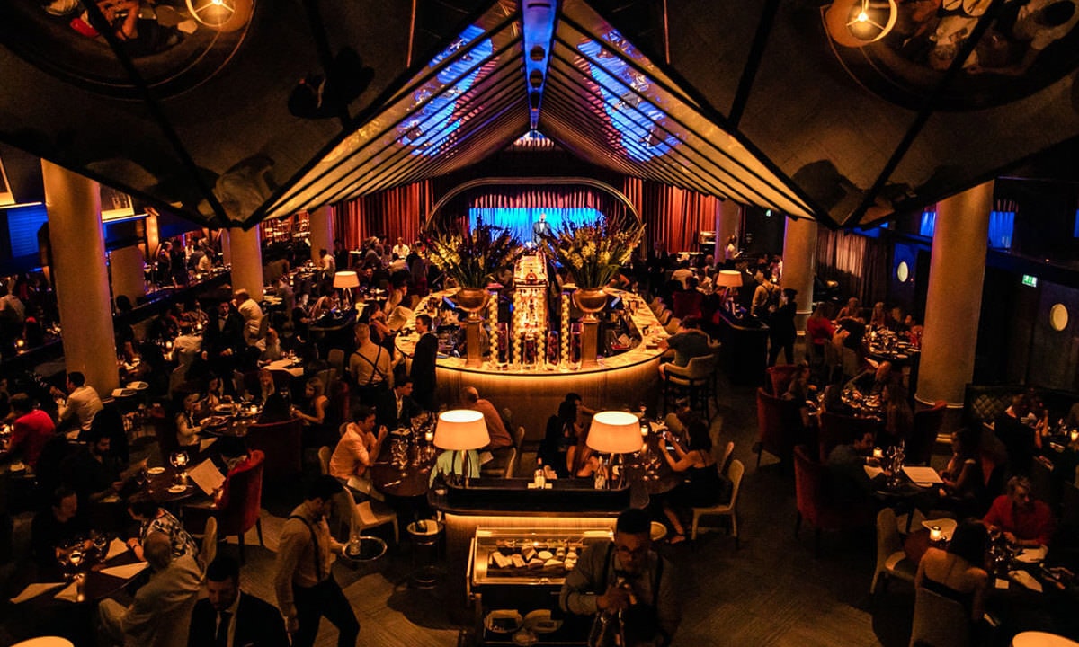 Dark restaurant view
