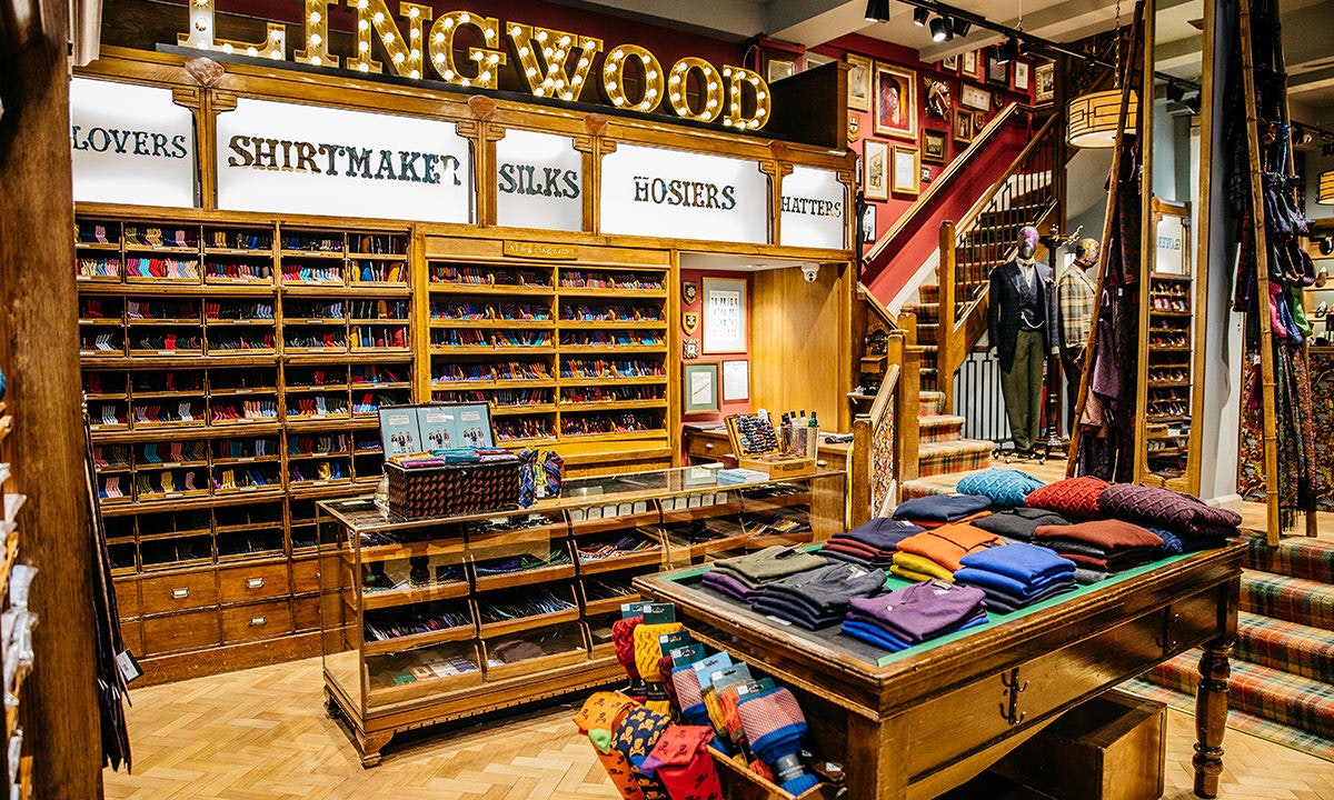 Inside a store full of clothes