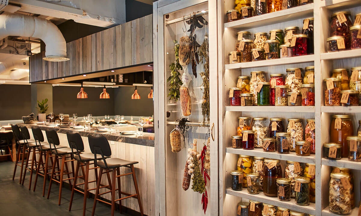Jars on shelfs